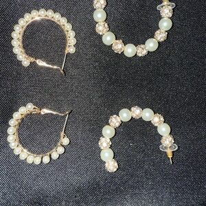 Elegant Pearl and Gold Hoop Earrings